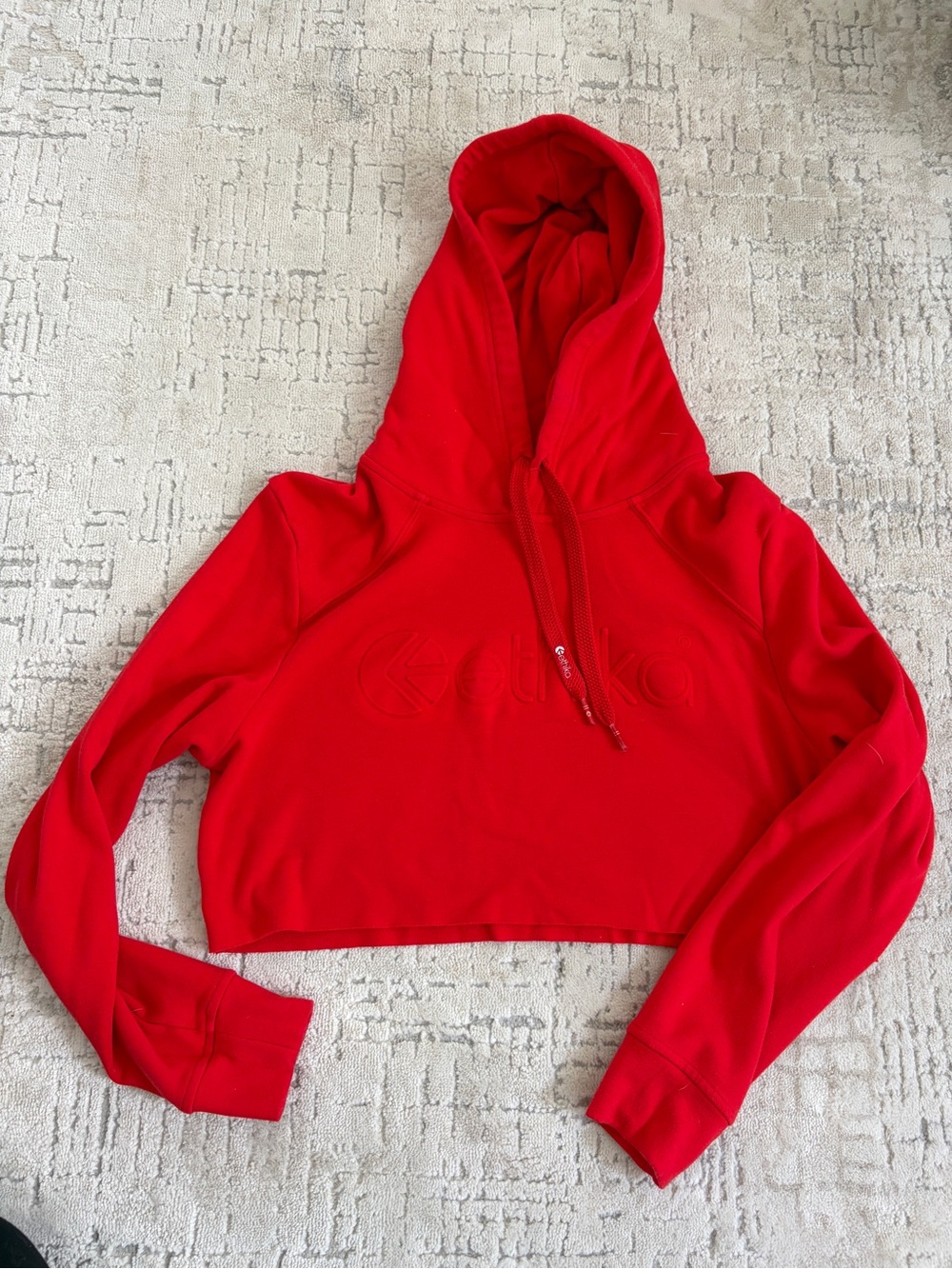 ethika Red Cropped Hoodie with Subtle Logo
